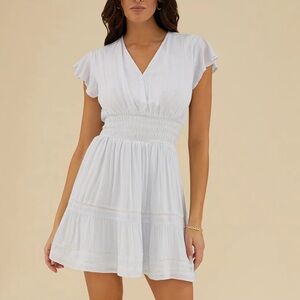 Rachel Parcell Smoked Flutter Sleeve Mini Dress summer dress Large